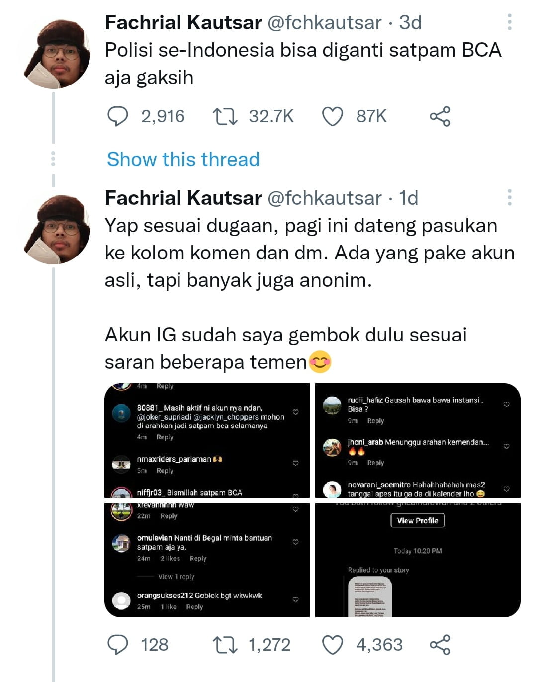 Tangkapan layar Twitter Fachrial